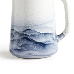 Large Pitcher in Midnight and Opaque White Watercolor