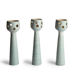 Large Lighthouse Candleholder in Oat and Penny Green