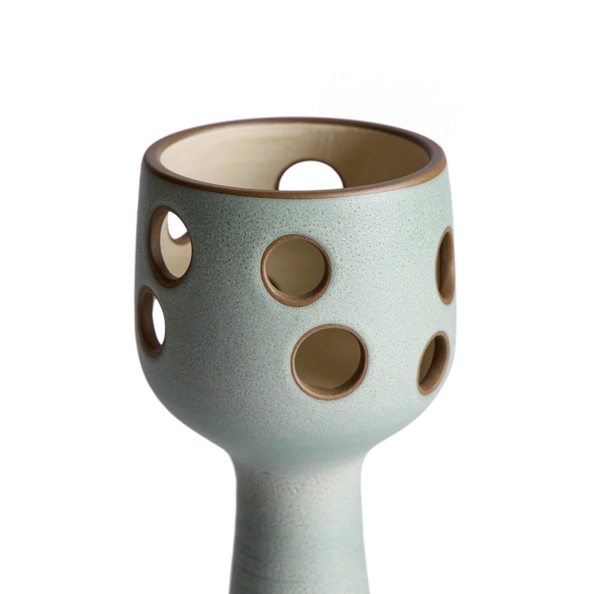 Large Lighthouse Candleholder in Oat and Penny Green