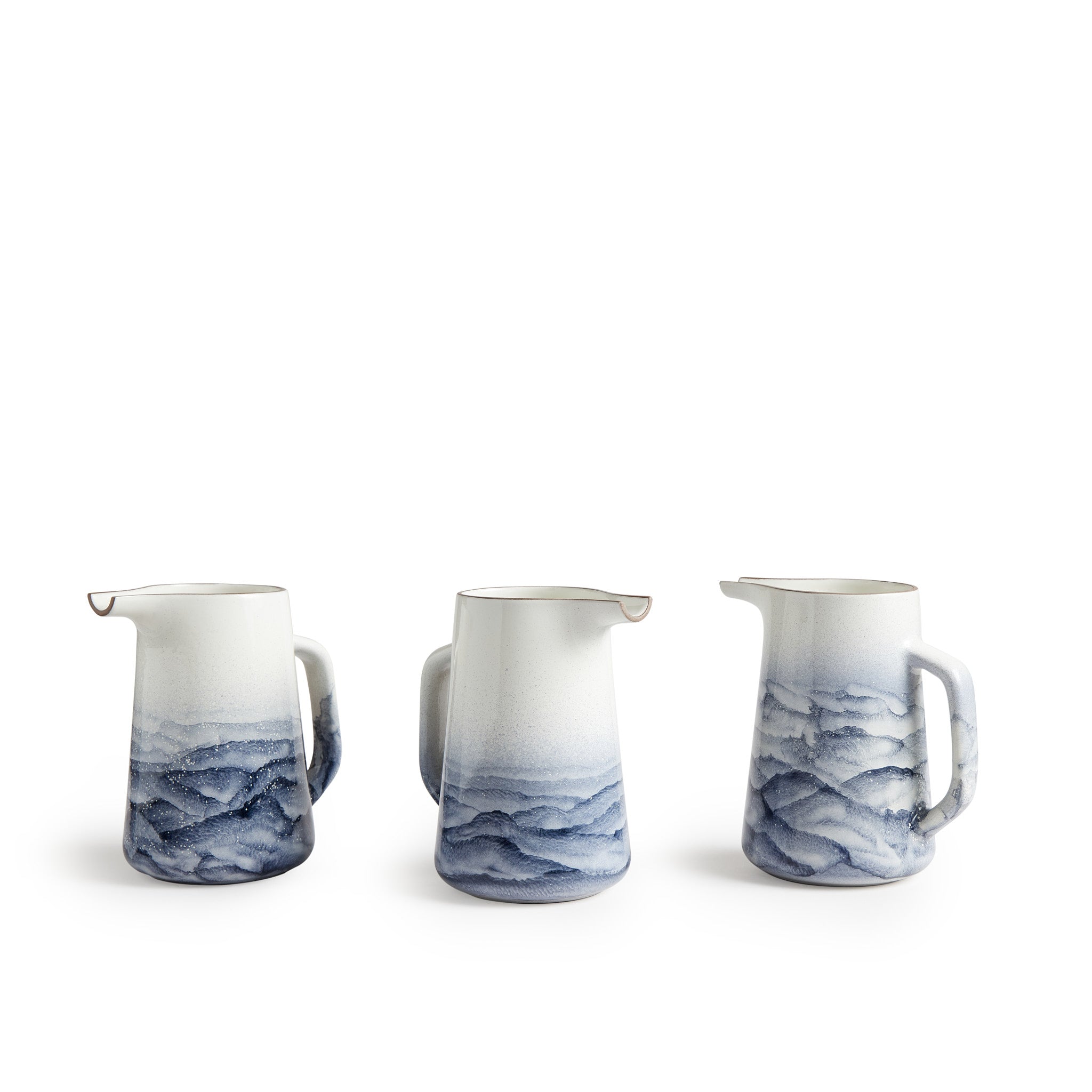 Large Pitcher in Midnight and Opaque White Watercolor