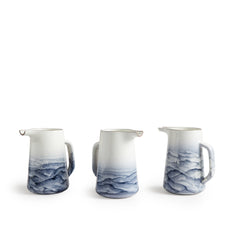 Large Pitcher in Midnight and Opaque White Watercolor