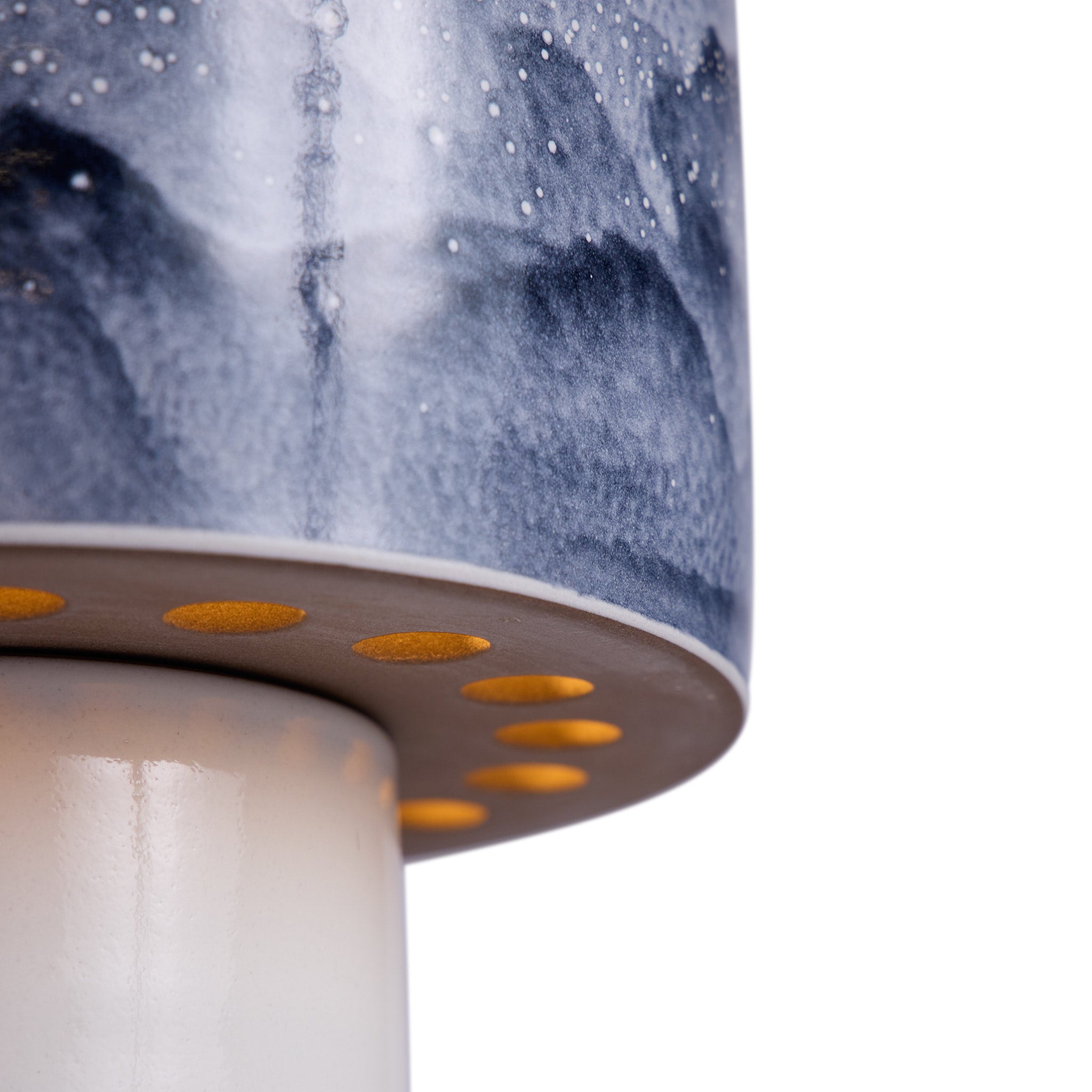 Stack Small Table Lamp in Midnight and Opaque White Watercolor