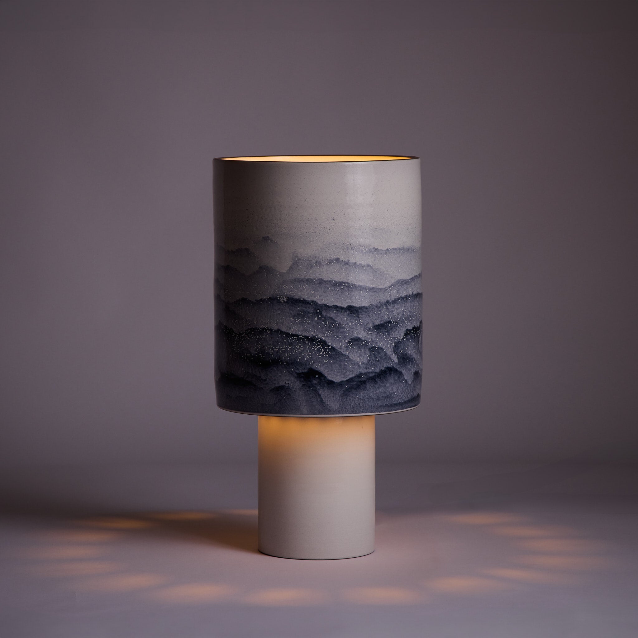 Stack Tall Table Lamp in Midnight and Opaque White Watercolor
