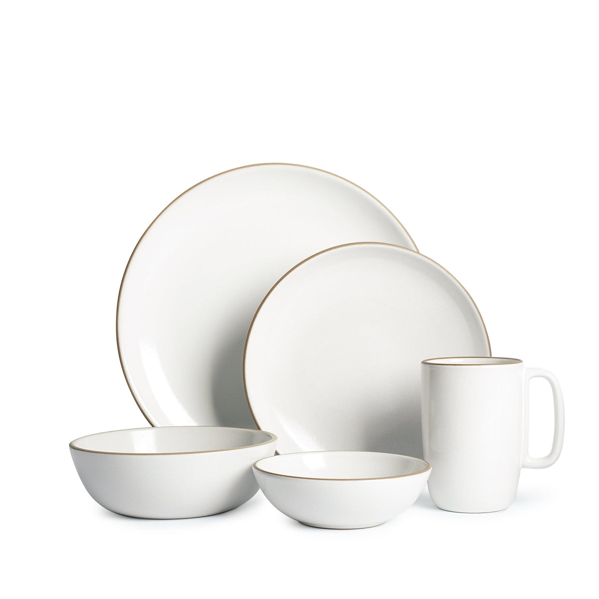 Opaque White 5-Piece Dinnerware Set