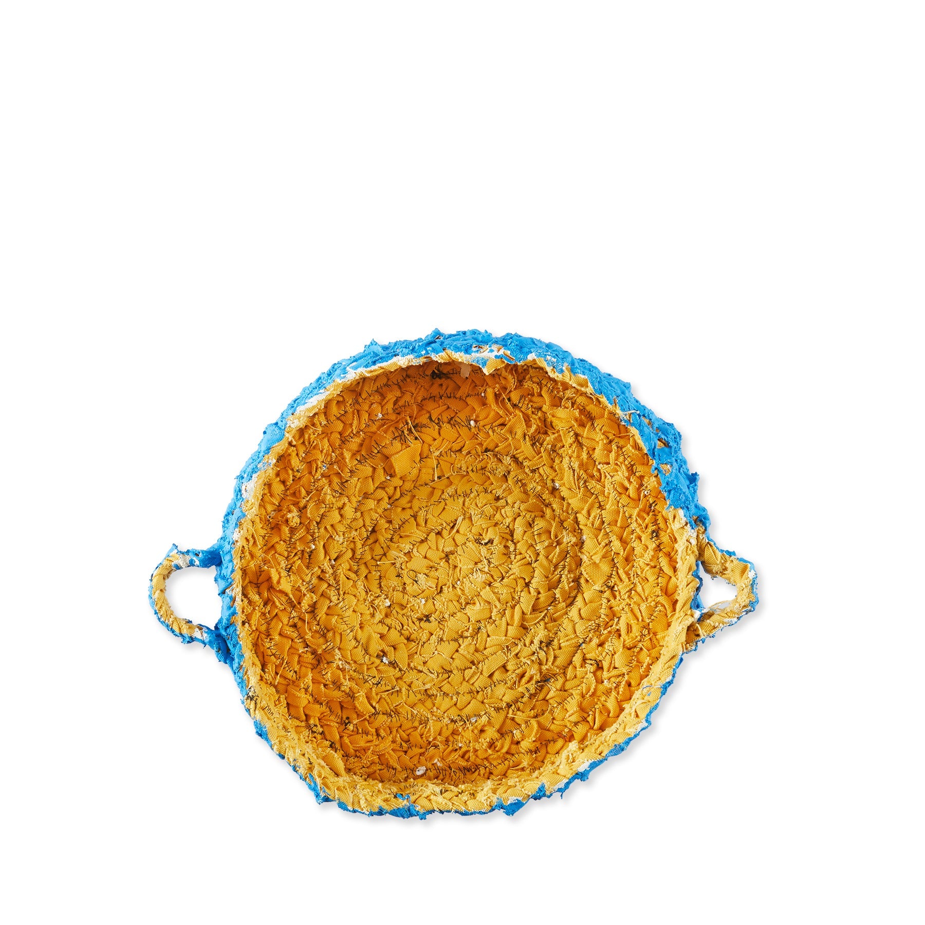 Small Round Nesting Tray in Blue and Yellow