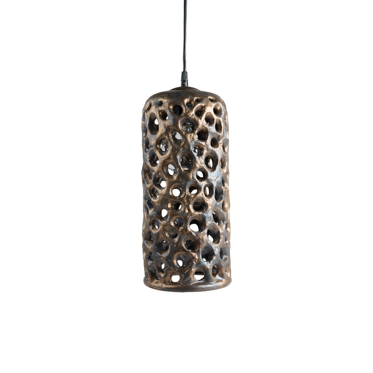 Large Cylinder Hanging Lantern in Bronze